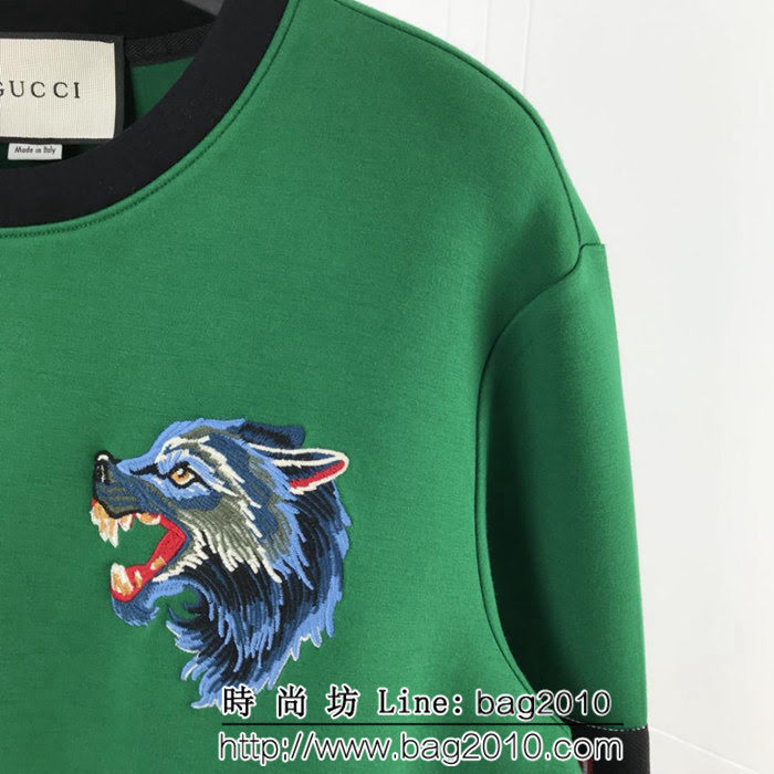 GUCCI古馳 18ss秋冬新款 胸口G家狼頭圖案 太空棉衛衣 情侶款 ydi1407